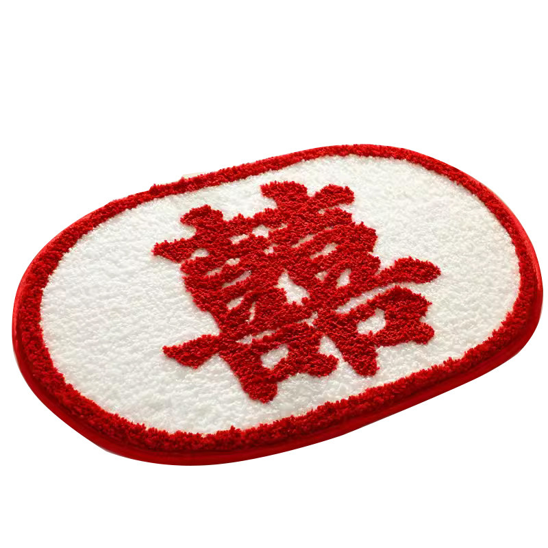 结婚婚房喜庆床边红地毯