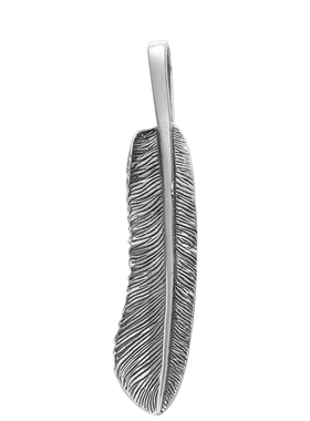 高桥松石羽毛吊坠纯银做旧嘻哈小众设计高级感潮男毛衣链项坠银饰