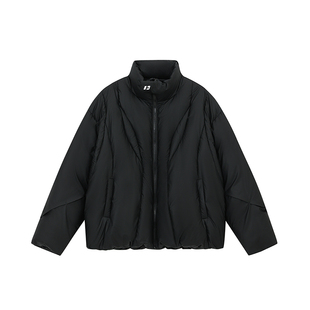 杨旭文同款FORNINES三防立领微短款皮面羽绒服男女冬季防寒服外套