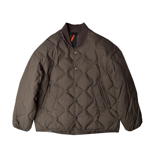 高端菱形格棒球领男士轻薄羽绒服2025新款冬季宽松休闲保暖外套潮