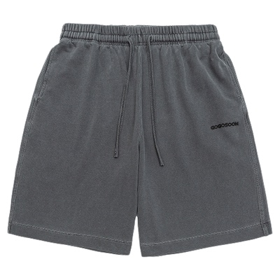 GOGOSOON夏季新款男短裤320g全棉休闲复古渲染做旧字母印花裤子Q