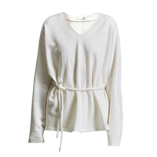 Mogas上身纸片人JI简篙级布面肌理卫衣v领上衣半裙慵懒套装女春秋