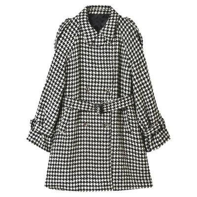 双排扣长款毛呢外套大衣