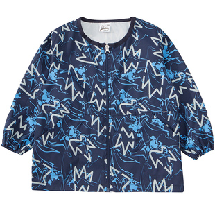 男童洋气秋冬季防水罩衣男孩长袖防脏羽绒服罩衫宝宝拉链吃饭护衣