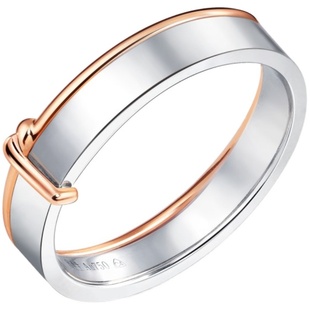 周生生PROMESSA同心结18K红白分色黄金婚戒情侣91330R