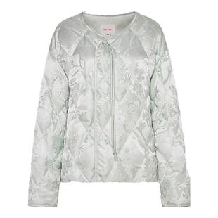 90白鹅绒』naivee纳薇冬新中式盘扣提花斜襟短款羽绒服女