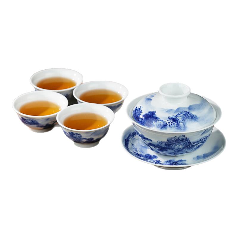 贵和祥全手工青花整套功夫茶具