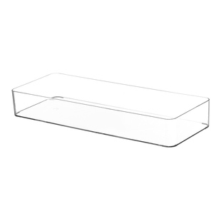 加大长款40公分透明盒子窄长条方形收纳盒宽15cm装水不漏抽屉整理