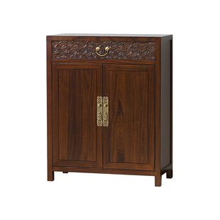 新中式玄关柜全实木客厅边柜老榆木鞋柜仿古储物柜80cm入户收纳柜