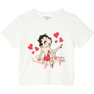 SLY x Betty Boop联名夏季新品水钻修身短袖T恤030ISR01-4661