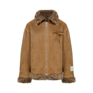 棕色羊羔绒皮草外套女2025冬季新款毛绒绒皮毛一体毛毛外套机车服