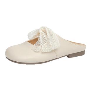 戈美其商场同款法式包头半托鞋2025新款夏季懒人平底单鞋气质凉鞋