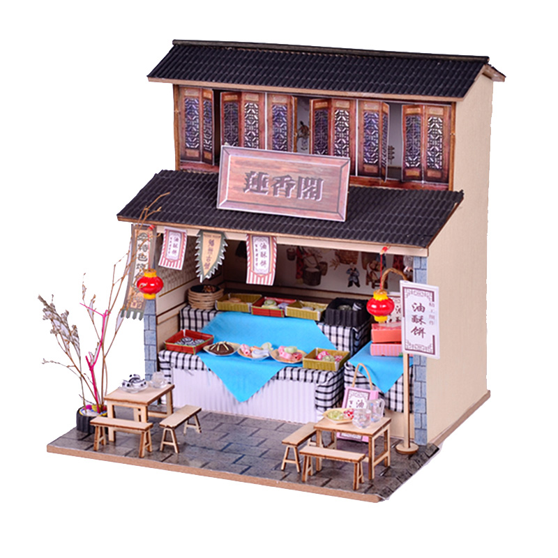 创意复古中式diy小屋天涯客栈木质手工拼装街景建筑模型盲盒摆件