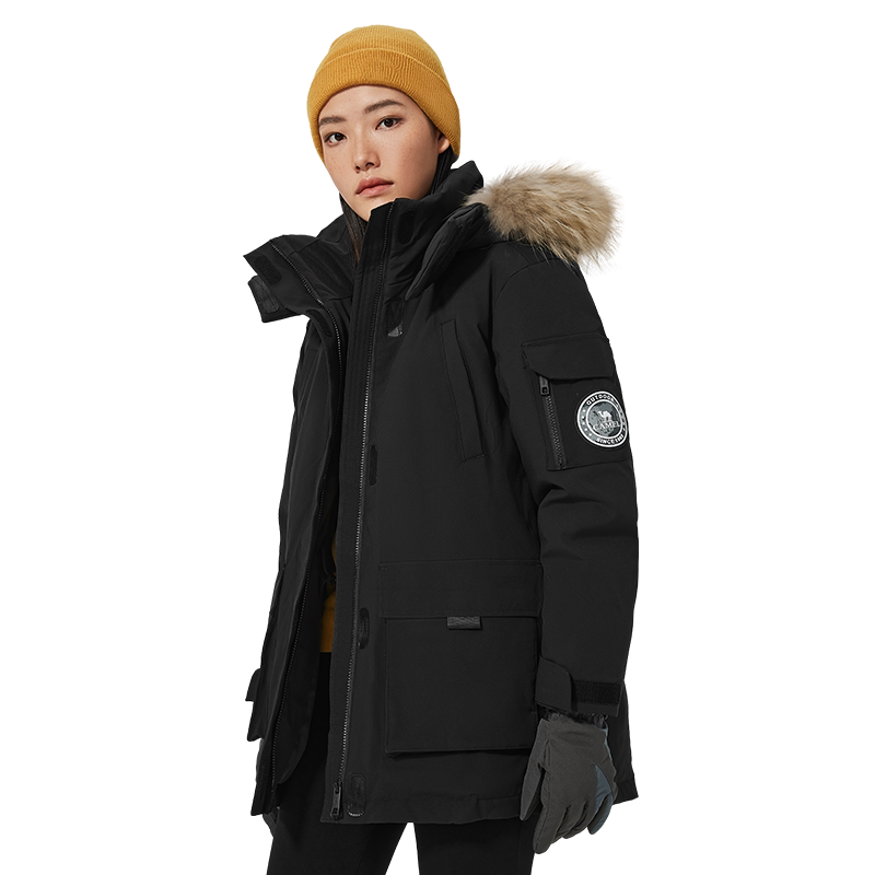骆驼貉子毛领羽绒服035