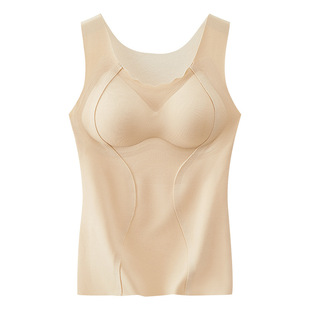 羊羔绒蚕丝发热打底保暖背心修身显瘦微压收腹自带胸垫马甲内衣女