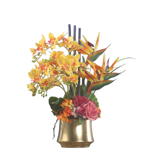 高品质pu手感高档仿真蝴蝶兰天堂鸟套装盆栽假花摆件客厅装饰摆设