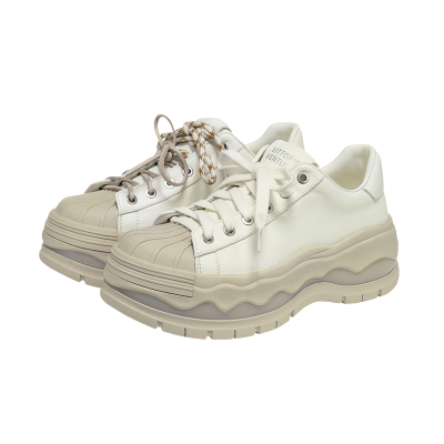 薇薇燃牛皮厚底贝壳头板鞋