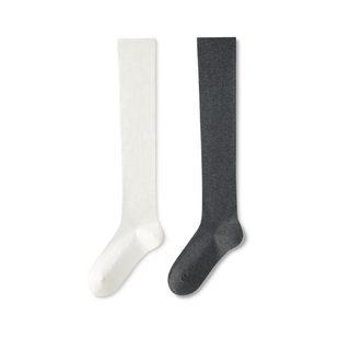 小腿袜子女款堆堆袜纯棉春秋季2025新款显瘦灰白色jk配靴子长袜