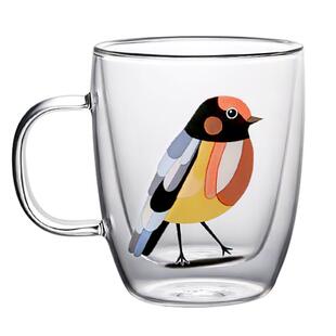 九土耐热双层玻璃杯简约家用办公室喝水杯咖啡杯泡茶杯果汁牛奶杯