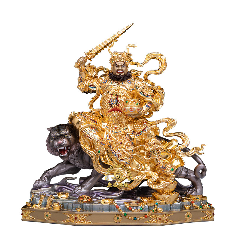 武财神赵公明像黄铜客厅招财摆件