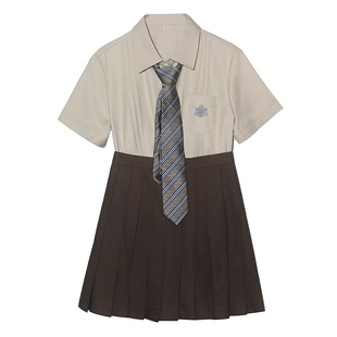 车厘子jk制服套装女原创正版日系学院风jk短长袖衬衫奶茶色百褶裙