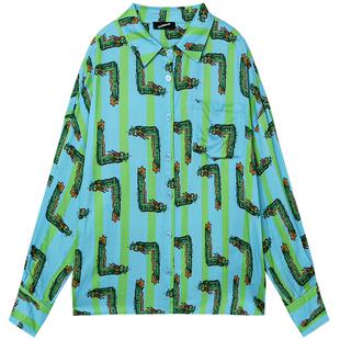 Inn Planet2025秋季款左青龙宽松显瘦街头风睡衣衬衫PN11SH804A