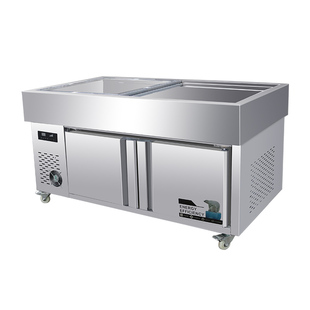 冷冻不锈钢保鲜冰台冷藏展示柜超市点菜冰鲜台商用海鲜平面推拉门