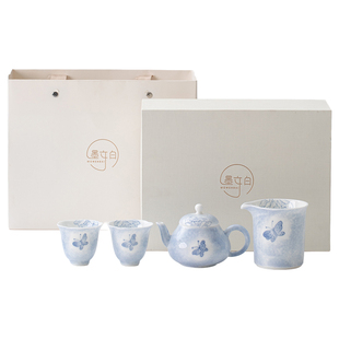 墨文白 手绘茶壶女士一壶二杯年轻人功夫茶具套装高颜值泡茶壶