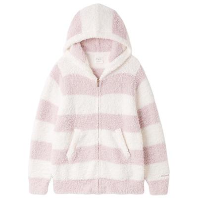 gelato pique25秋冬新品女睡衣半边绒条纹连帽拉链开衫PWNT255017