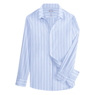 【全棉柔软 免烫抗皱】CULTUM意式一片领商务条纹衬衫男休闲衬衣