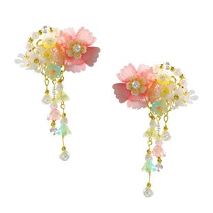 过新年汉服头饰宝宝中国风超仙蝴蝶发夹女孩古风喜庆马年儿童红色