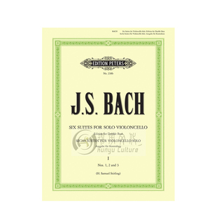 巴赫 六首无伴奏组曲 低音提琴独奏 全套共一至三卷 彼得斯原版进口乐谱书 Bach Suites for Double Bass Vol1-3 EP238b/c/d