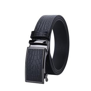 头层牛皮皮带男真皮休闲商务无牙自动扣男士腰带鳄鱼纹年轻人裤带