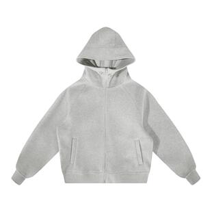 FDR官方店 羊毛呢开衫连帽卫衣外套女春季新款休闲宽松拉链情侣男