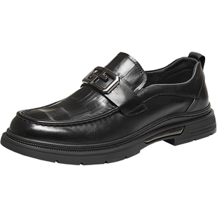 百思图26春季新款一脚蹬乐福豆豆鞋商务通勤男士休闲皮鞋WYC27AM6