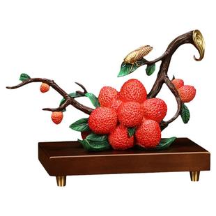 上善若水《名利双收》荔枝摆件 新中式铜家居装饰客厅工艺品A0017