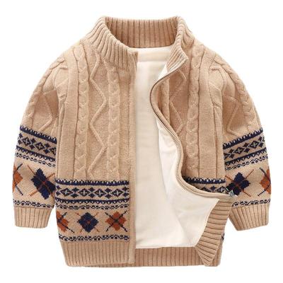 男童毛衣开衫加绒加厚毛衣