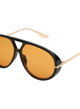 网红同款大框蛤蟆镜复古橘黄墨镜