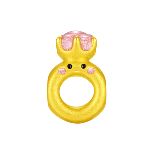 周大福SOINLOVE微笑玫瑰花情书示爱BB戒黄金转运珠配绳 新年礼物