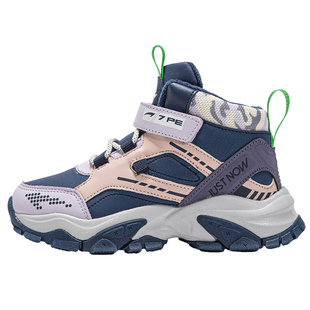 七波辉女童鞋冬加厚2025秋冬季新款儿童大棉鞋女孩皮面保暖运动鞋