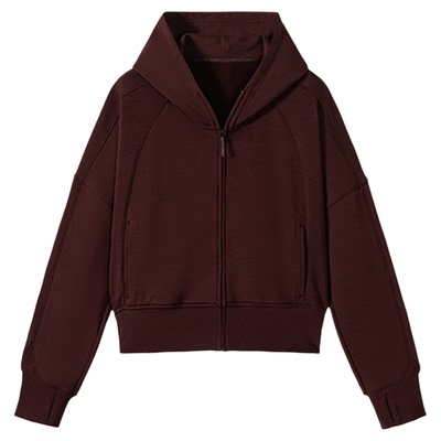 INNERLAND时尚短款开衫连帽卫衣