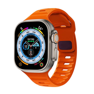 NUUTZz秋冬新款橙色运动硅胶iwatch手表带适用苹果s11手表表带applewatch男女s10高级ultra创意49mm夏se透气
