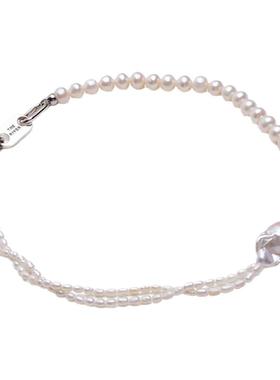 Riverine Adara「甄星」巴洛克淡水珍珠S925银饰双层米珠颈链项链