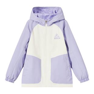 鸿星尔克童装女童上衣春夏新款儿童连帽户外冲锋衣防风三合一外套