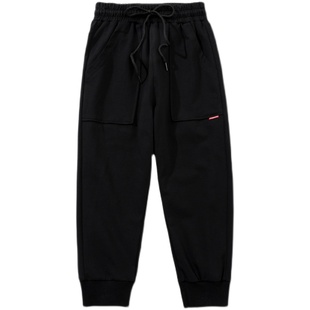 夏季薄款宽松束脚七分裤女胖mm运动裤大码纯棉休闲高腰中裤哈伦裤