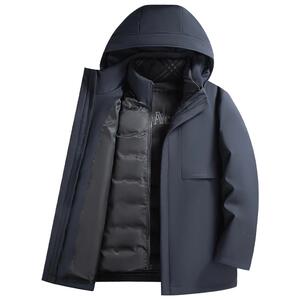 【鹅绒一衣五穿】罗蒙男士可拆卸内胆羽绒服2023冬季新款连帽外套