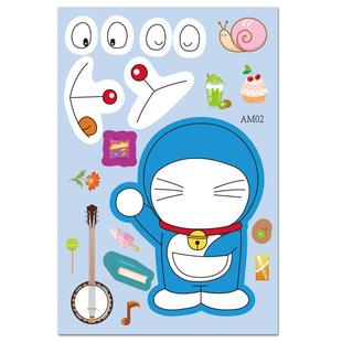 爆款卡通机器猫创意贴纸儿童益智换脸diy动脑可爱哆啦A梦贴画卡通可爱大熊静香装饰任意门哆啦美自粘贴免裁剪