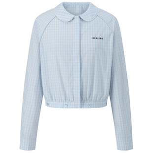 HERLIAN 2026年春季新品娃娃领花边女士长袖宽松短版显瘦衬衫