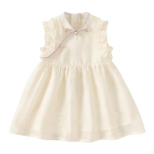 贝贝城汉服女童2026新款夏季抓周礼服女宝宝中式连衣裙过生日衣服