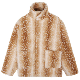 今屿花花皮草外套女2025新款小个子印花环保皮草毛毛外套保暖冬装